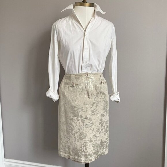 Luisa Cerano Italy Brocade Jacquard Knee Skirt - Medium - Picture 9 of 11